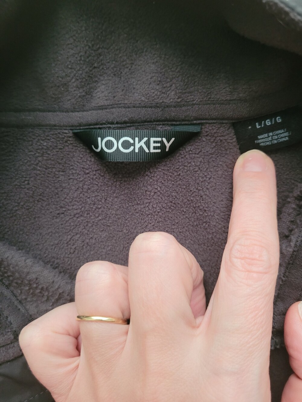 Jockey men’s fleece quarter zip pullover size L brown black chest pocket outdoor - Picture 4 of 5
